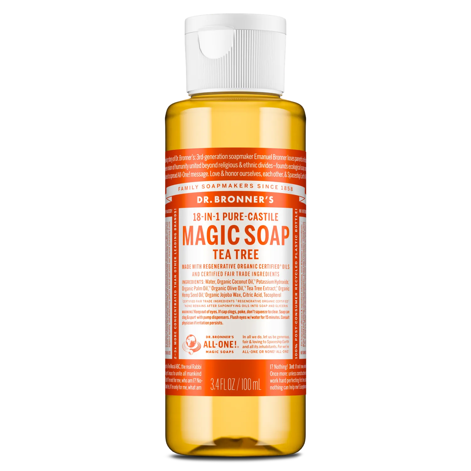 Dr. Bronner's Pure-Castile Tea Tree flydende sæbe 32 oz frisk