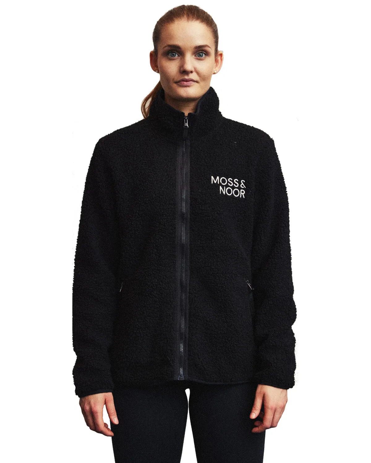 Moss Noor Fleece Pile jakke sort genbrug