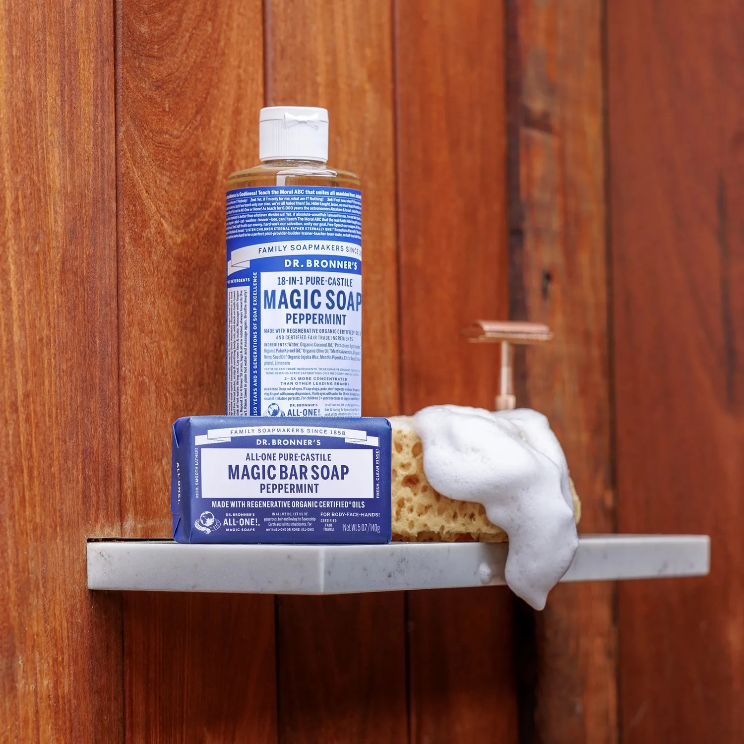 Dr. Bronner's Pure-Castile Peppermint sæbebar 5 oz kølende
