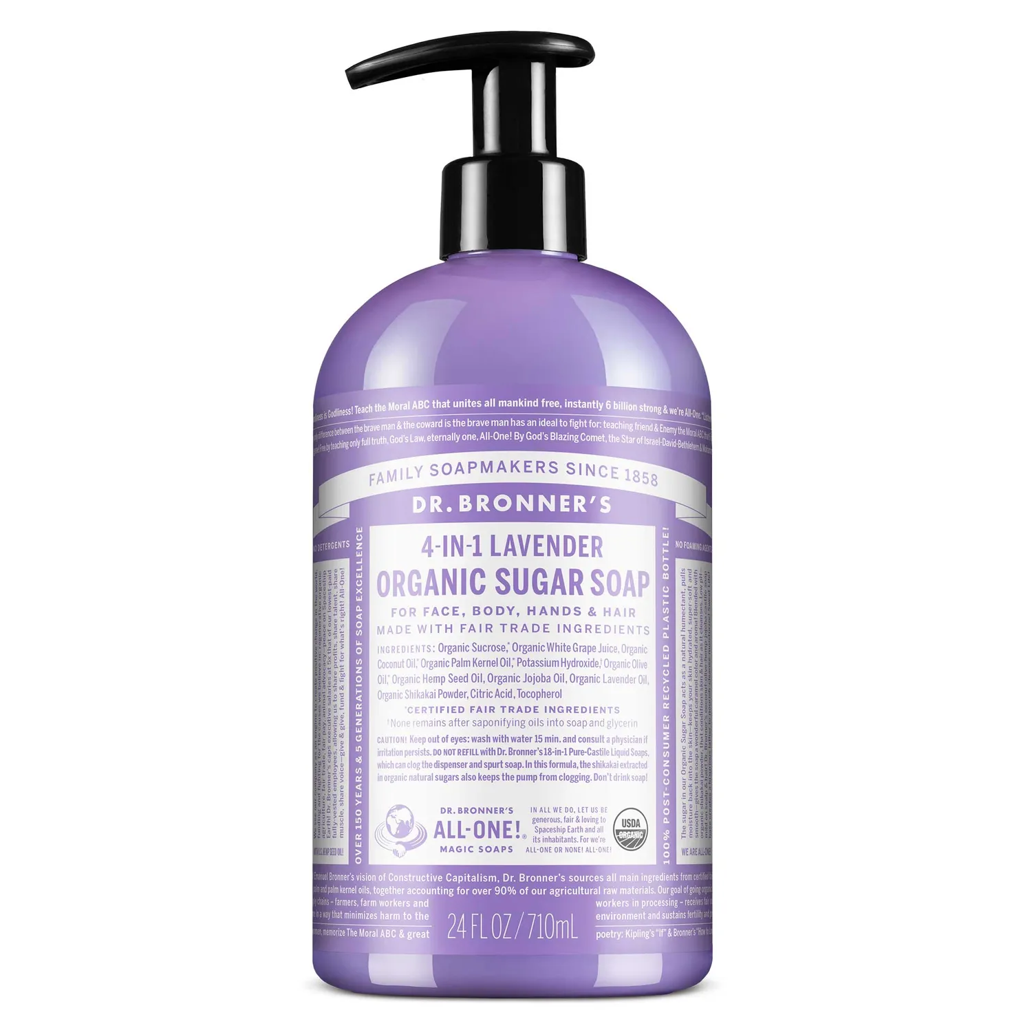 Dr. Bronner's Organic Sugar Lavender sæbe 12 oz mild
