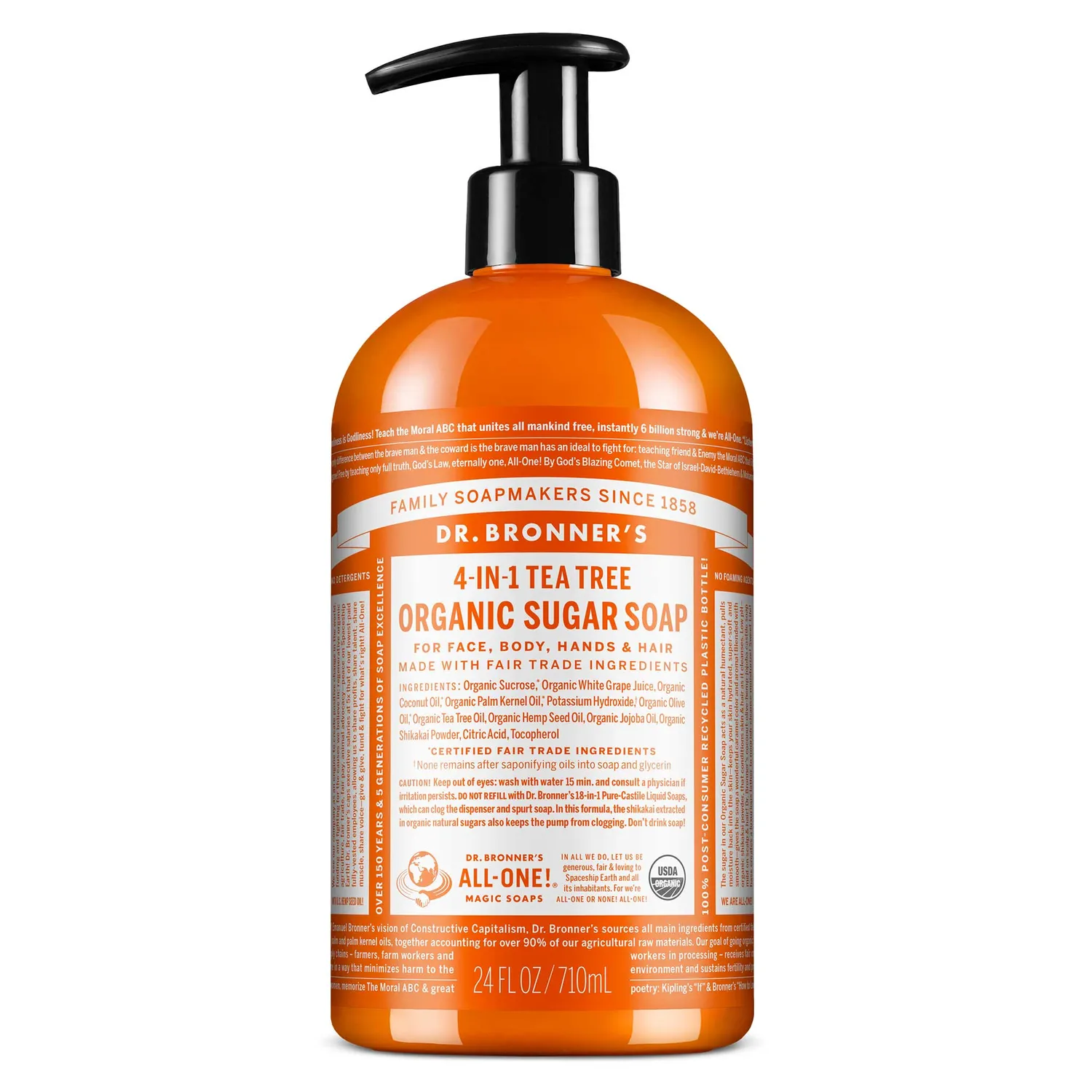 Dr. Bronner's Organic Sugar Tea Tree flydende sæbe 12 oz