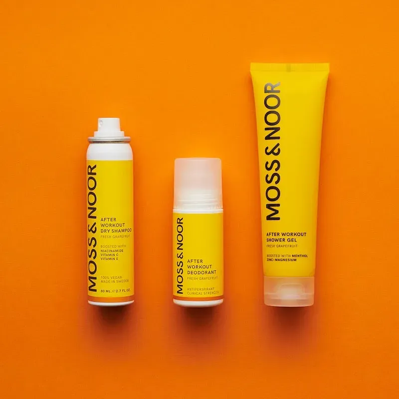 Moss Noor After Workout sæt tørshampoo deo brusegel Grapefruit