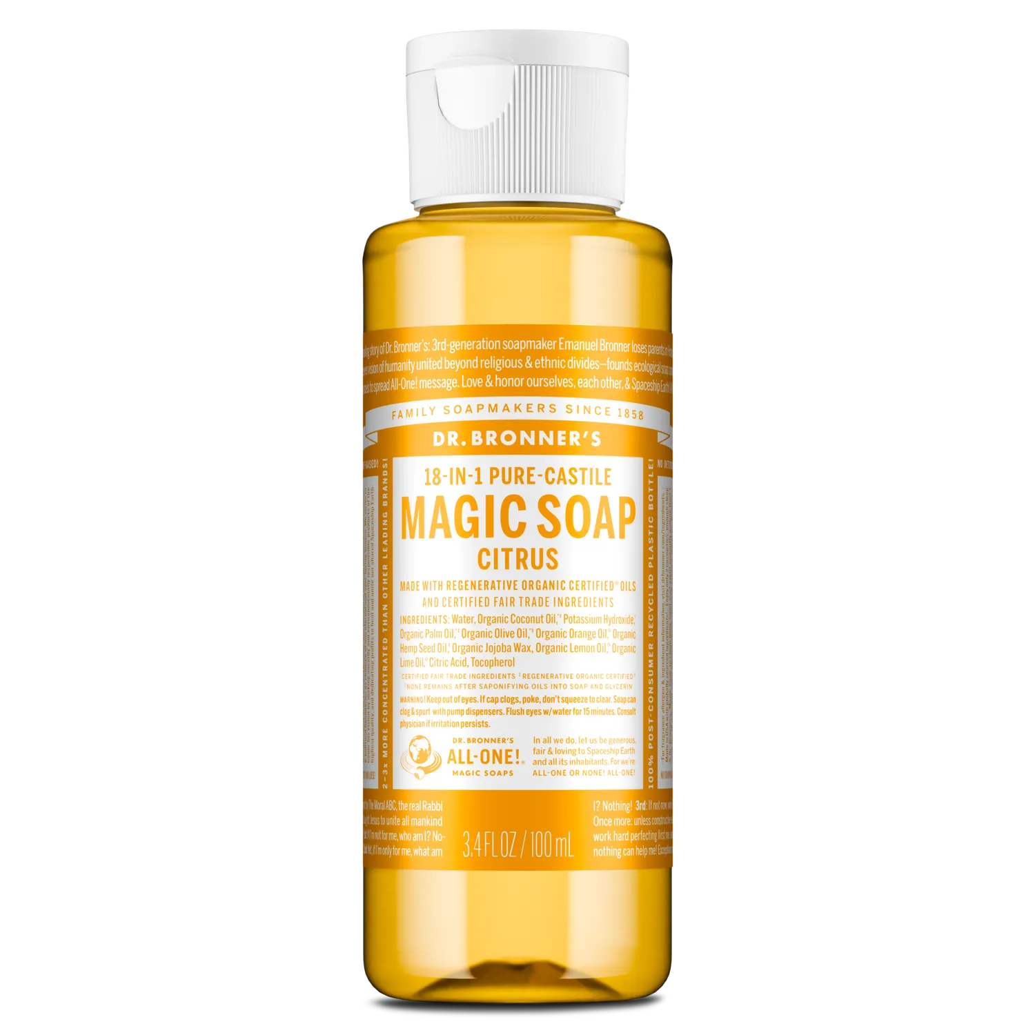 Dr. Bronner's Pure-Castile Citrus flydende sæbe 32 oz frisk