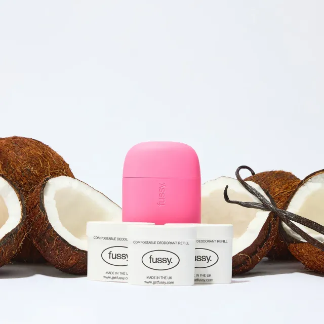 Fussy Coconut Milk deodorant pink etui 3 refills kokos