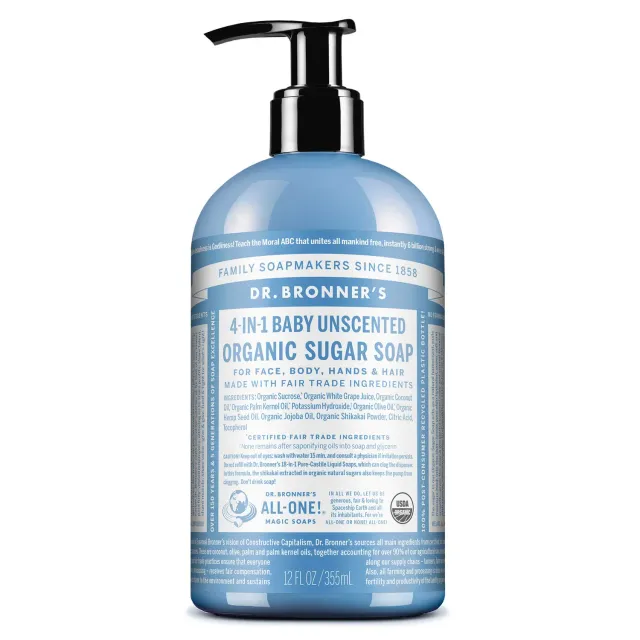Dr. Bronner's Organic Sugar Unscented sukkersæbe uparfumeret