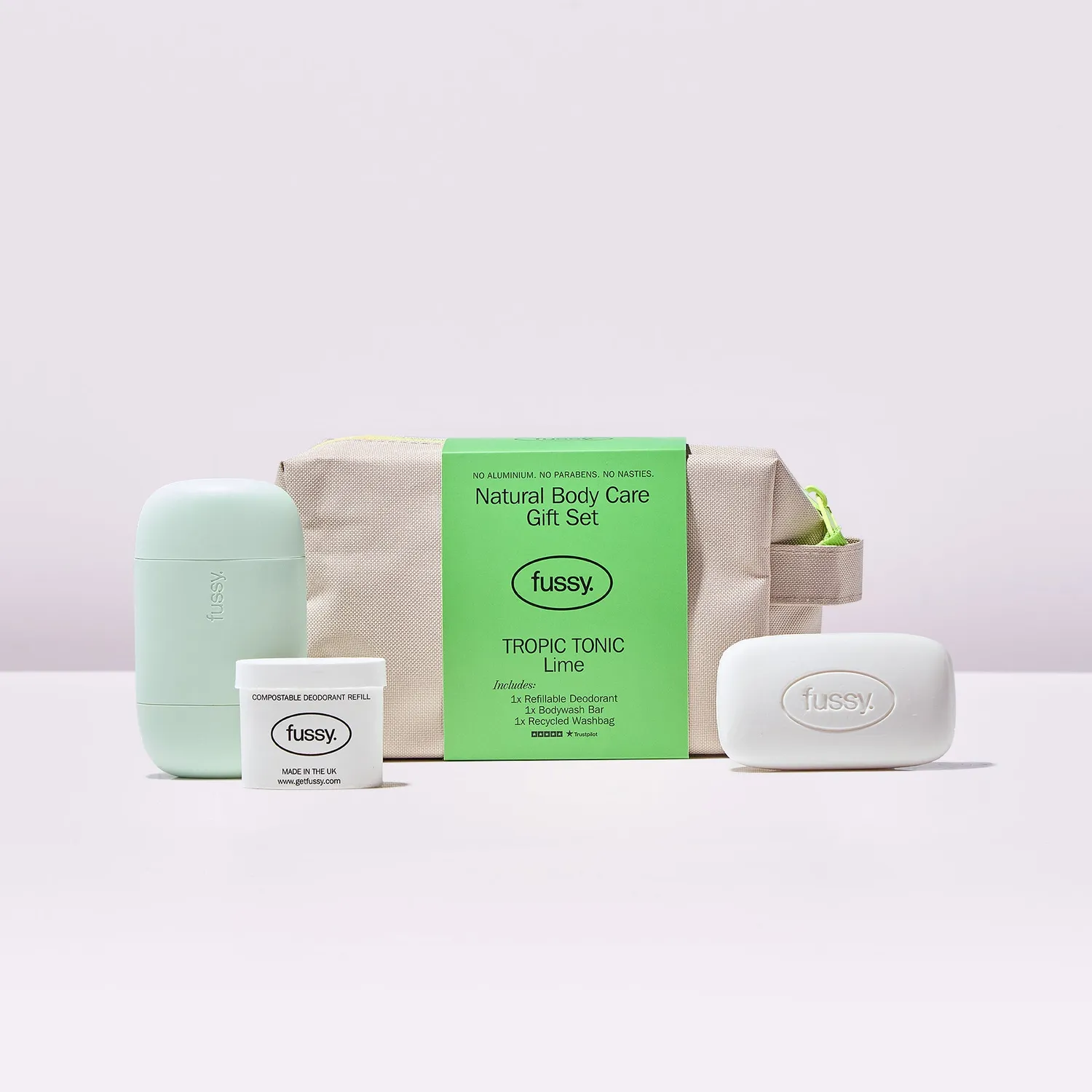 Fussy Natural Body Care gavesæt deodorant + sæbebar