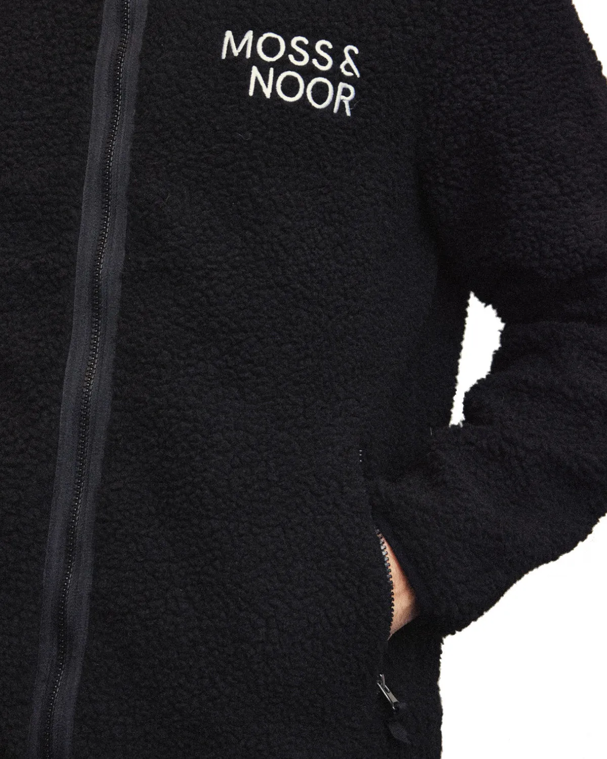 Moss Noor Fleece Pile jakke sort genbrug
