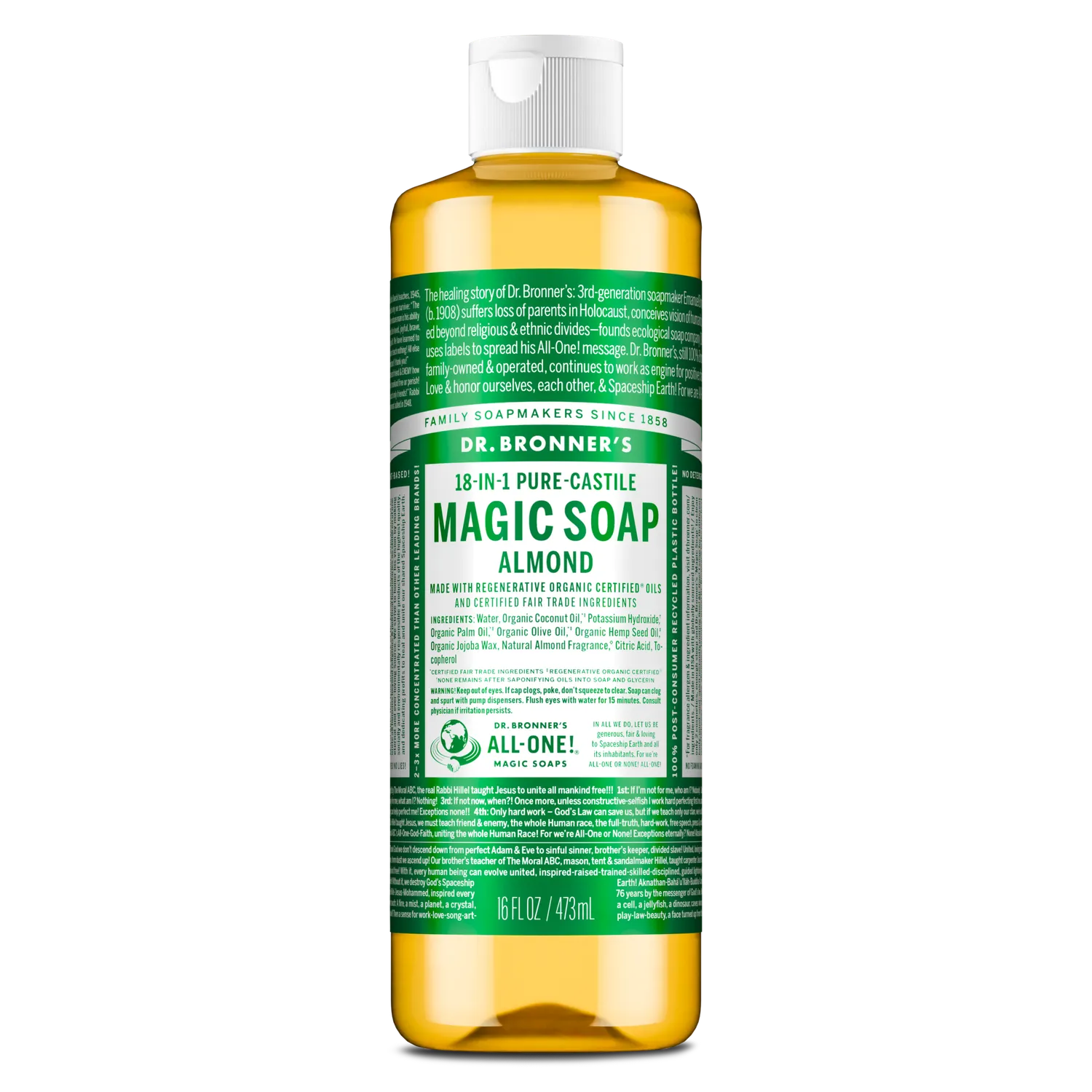 Dr. Bronner's Pure-Castile Almond flydende sæbe 32 oz sød