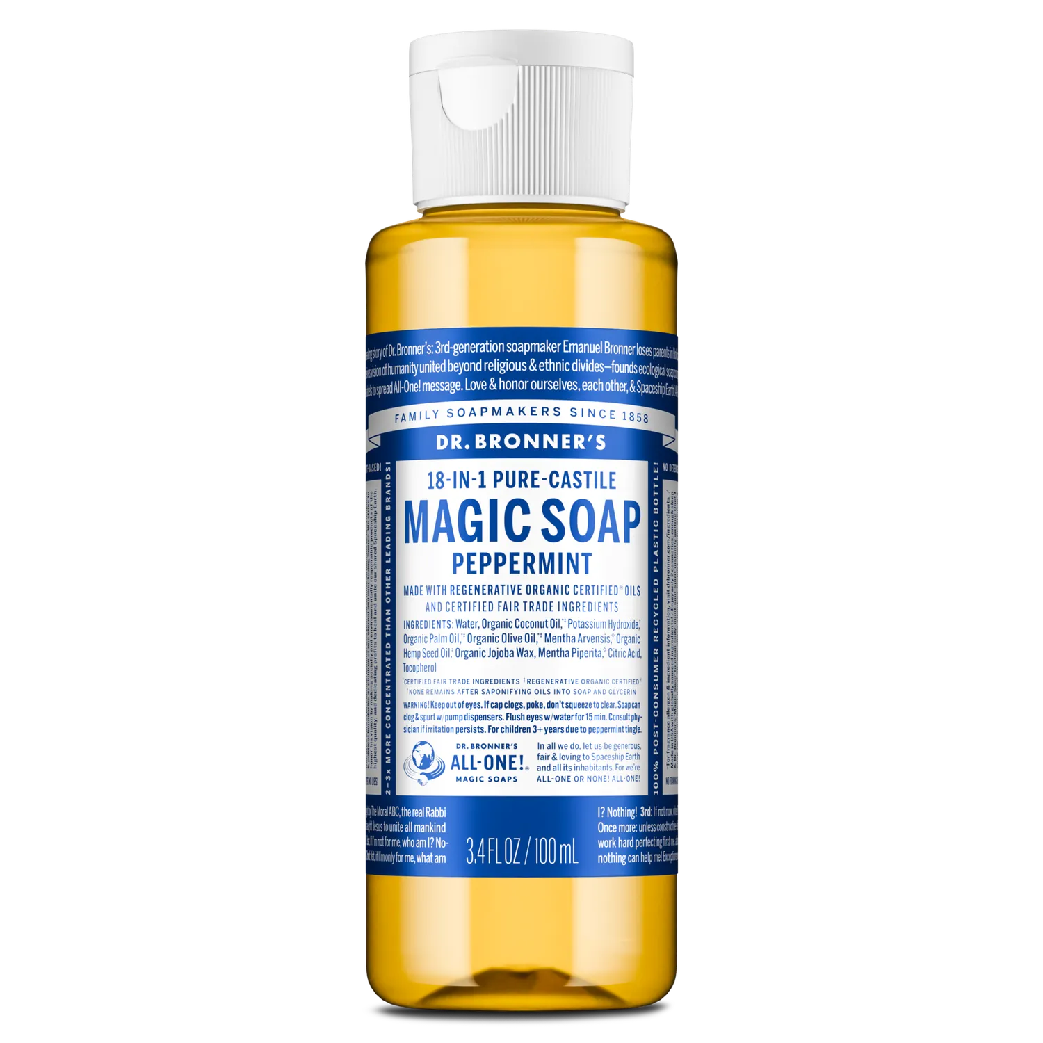 Dr. Bronner's Peppermint flydende sæbe kølende