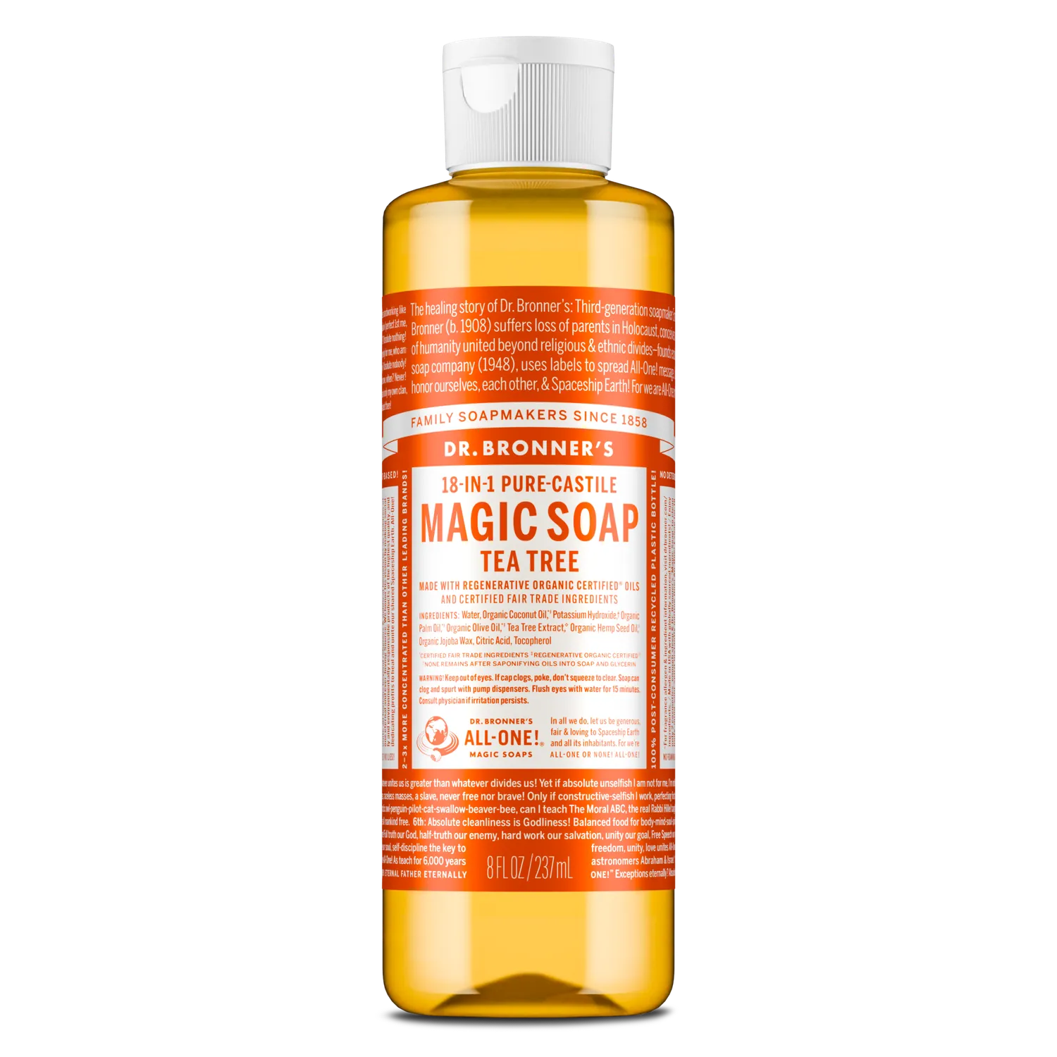 Dr. Bronner's Pure-Castile Tea Tree flydende sæbe 32 oz frisk