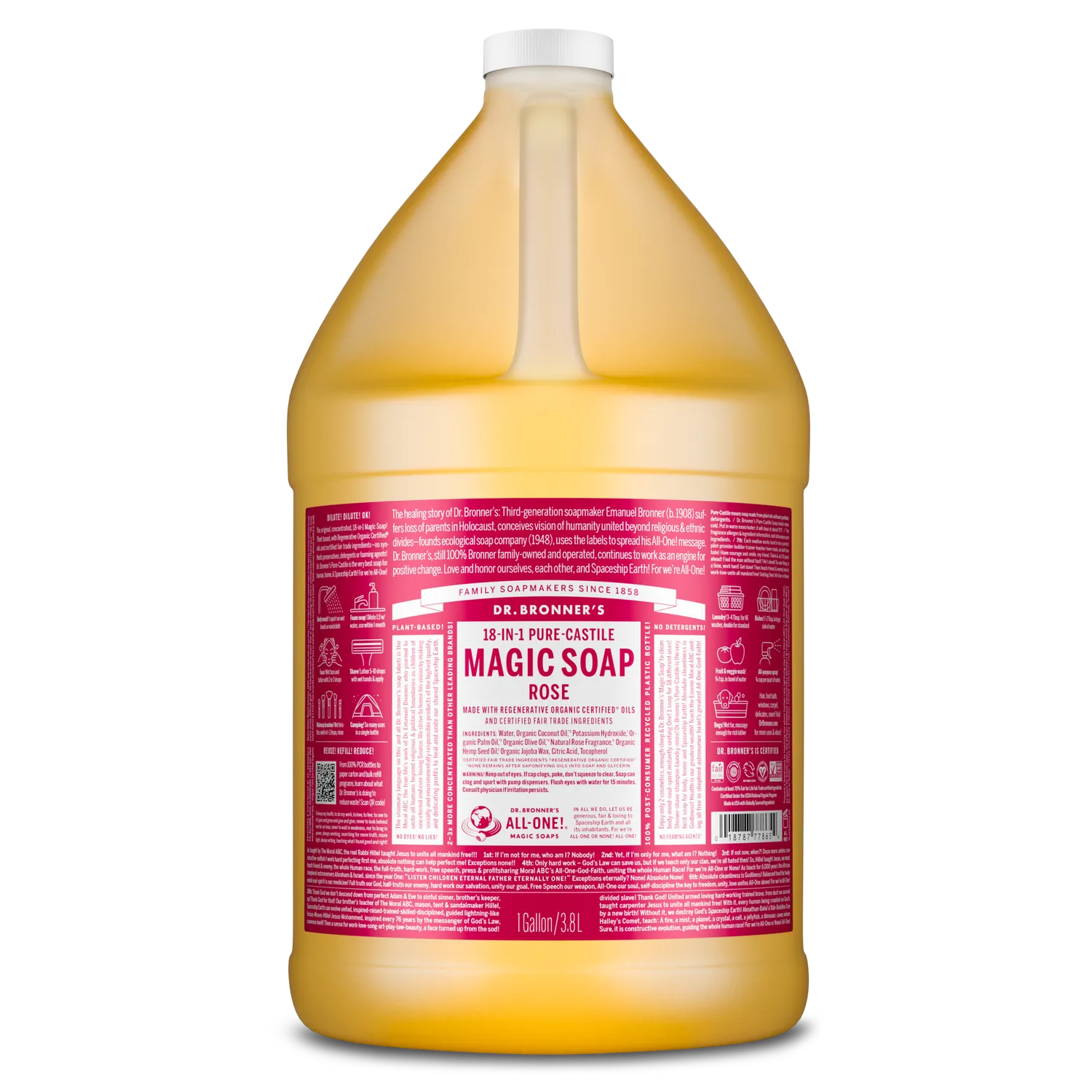 Dr. Bronner's Rose Pure-Castile flydende sæbe 32 oz