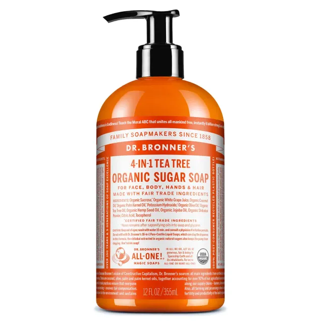 Dr. Bronner's Organic Sugar Tea Tree flydende sæbe 12 oz