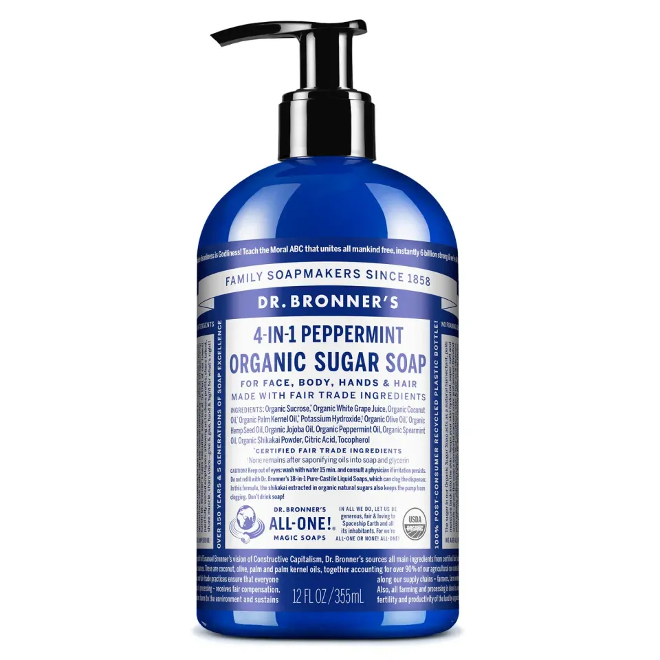 Dr. Bronner's Organic Sugar Peppermint flydende sæbe 12 oz