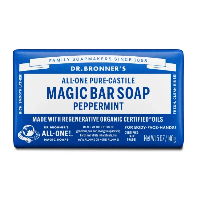 Dr. Bronner's Pure-Castile Peppermint sæbebar 5 oz kølende