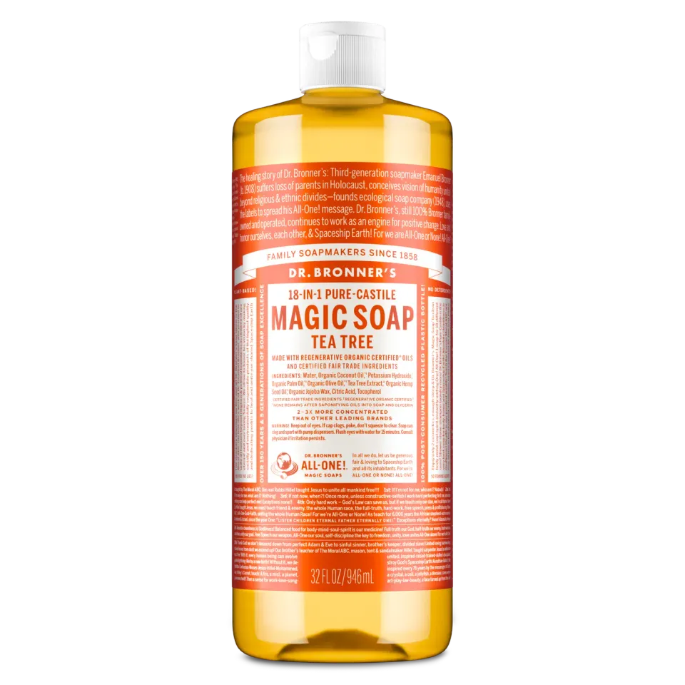 Dr. Bronner's Pure-Castile Tea Tree flydende sæbe 32 oz frisk
