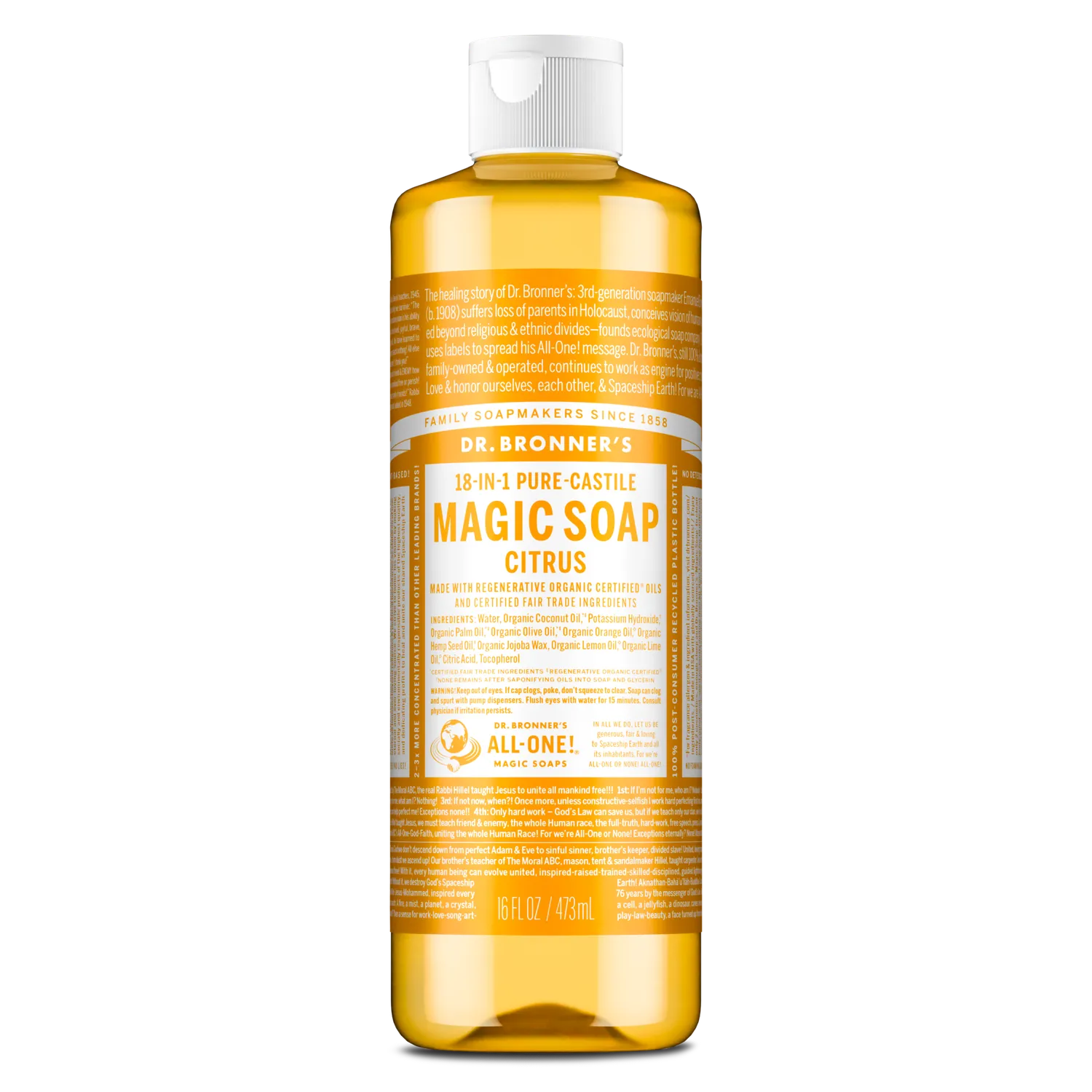 Dr. Bronner's Pure-Castile Citrus flydende sæbe 32 oz frisk