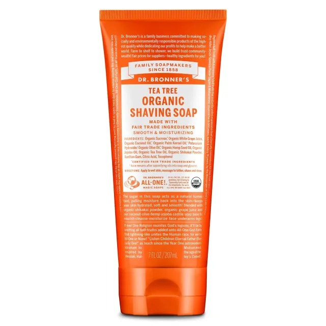 Dr. Bronner's Shaving Soap barbersæbe 7 oz tea tree økologisk