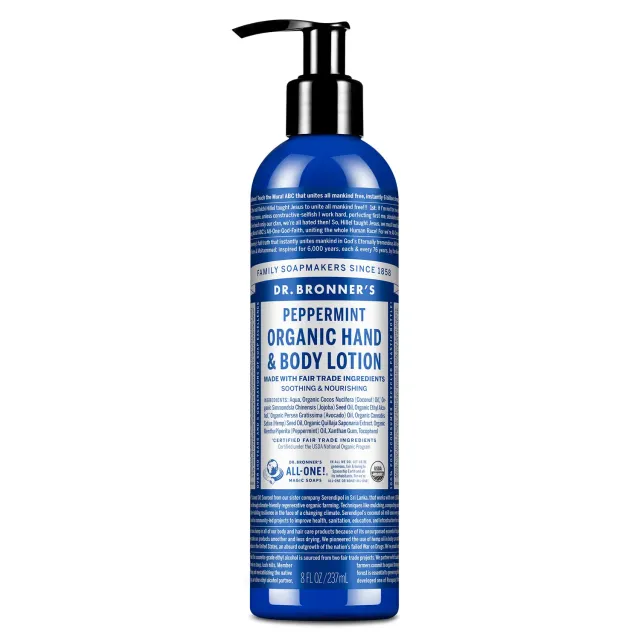Dr. Bronner's Peppermint lotion 8 oz til daglig brug