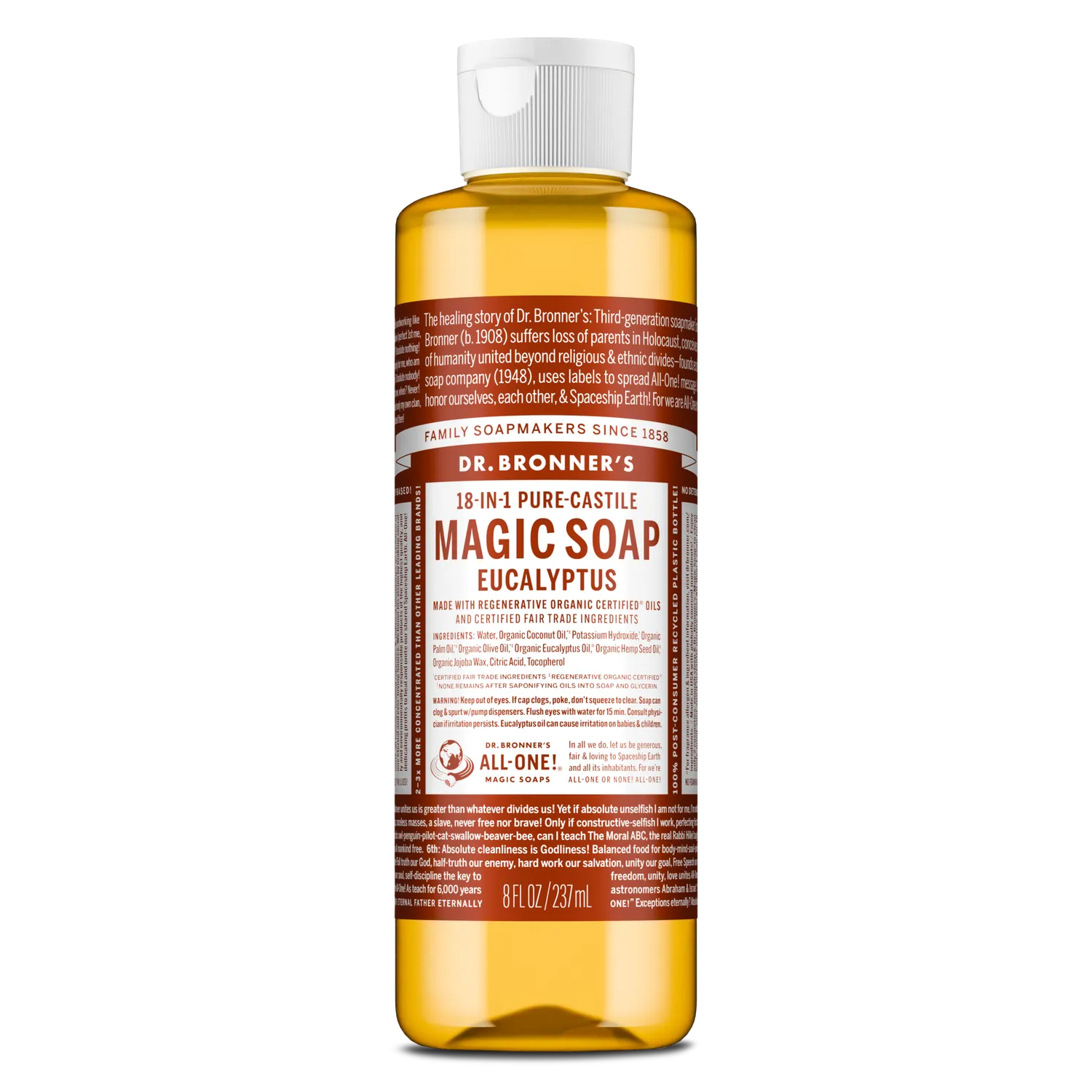 Dr. Bronner's Eucalyptus Pure-Castile flydende sæbe 237 ml frisk