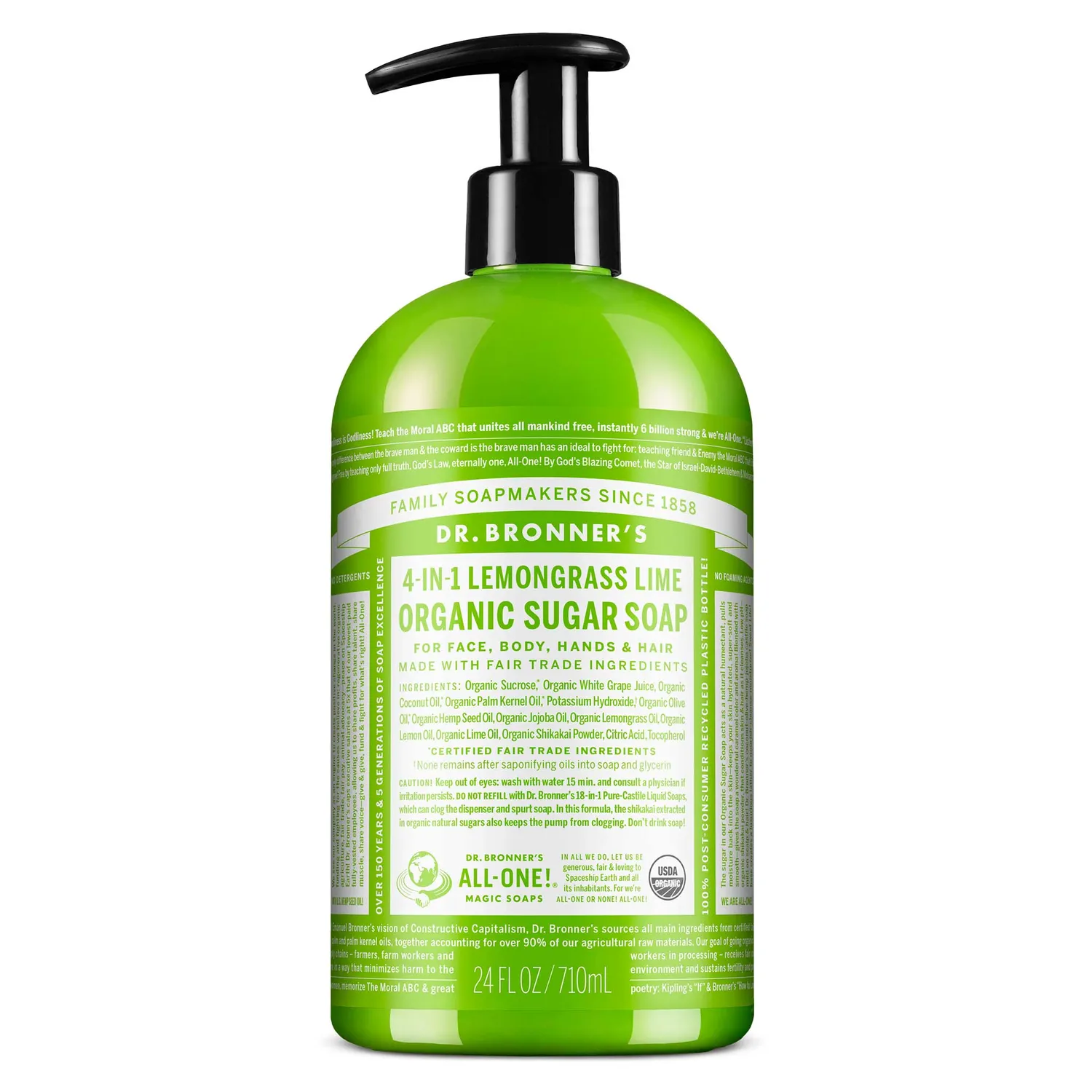 Dr. Bronner's Lemongrass flydende sukker-sæbe 355 ml citrus