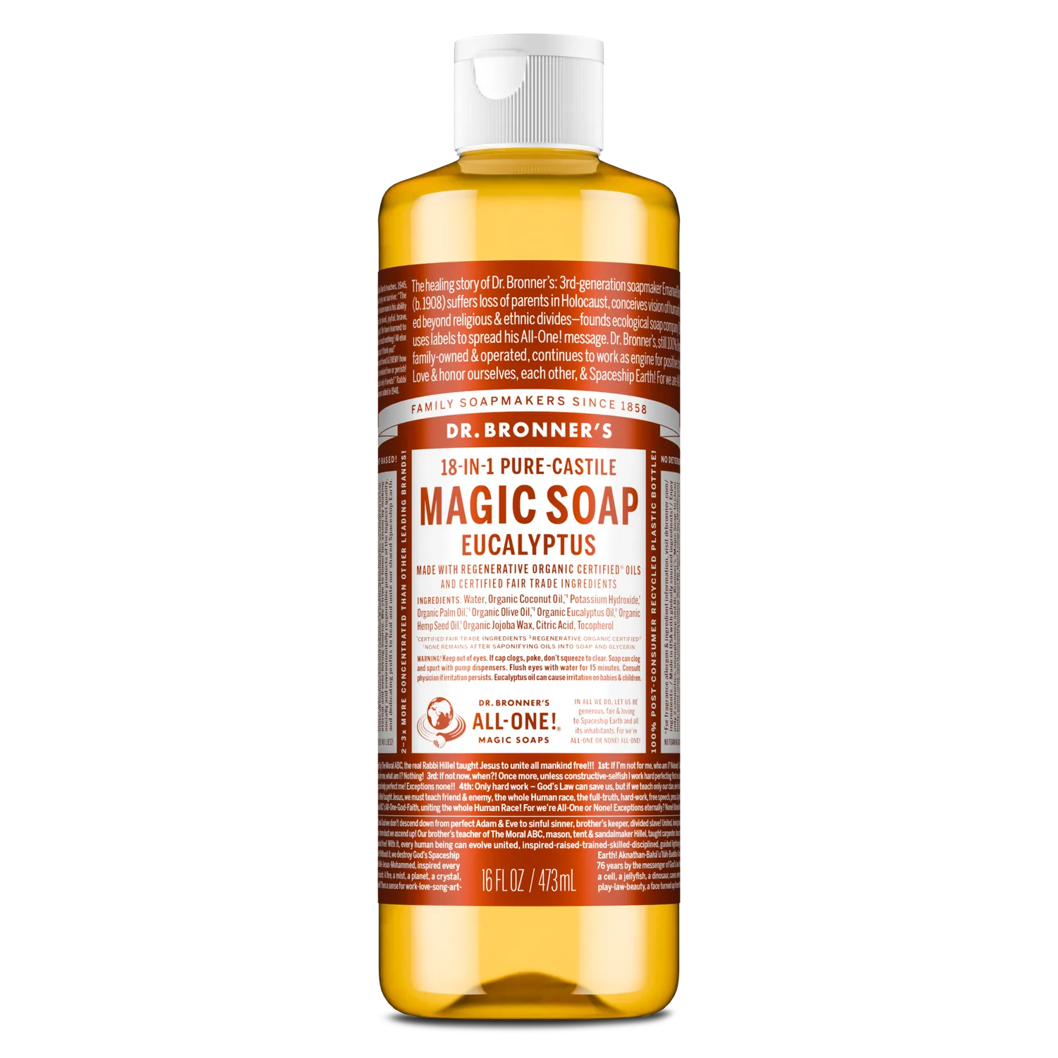 Dr. Bronner's Eucalyptus Pure-Castile flydende sæbe 237 ml frisk
