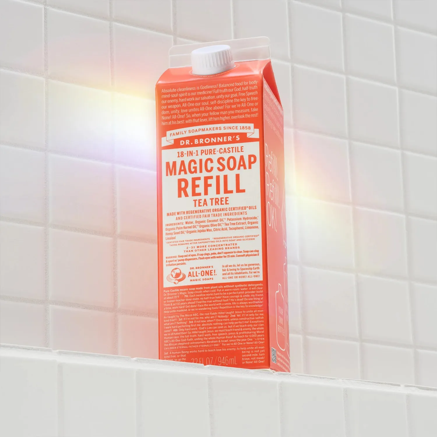 Dr. Bronner's Pure-Castile Magic Soap flydende sæbe 32 oz tea tree