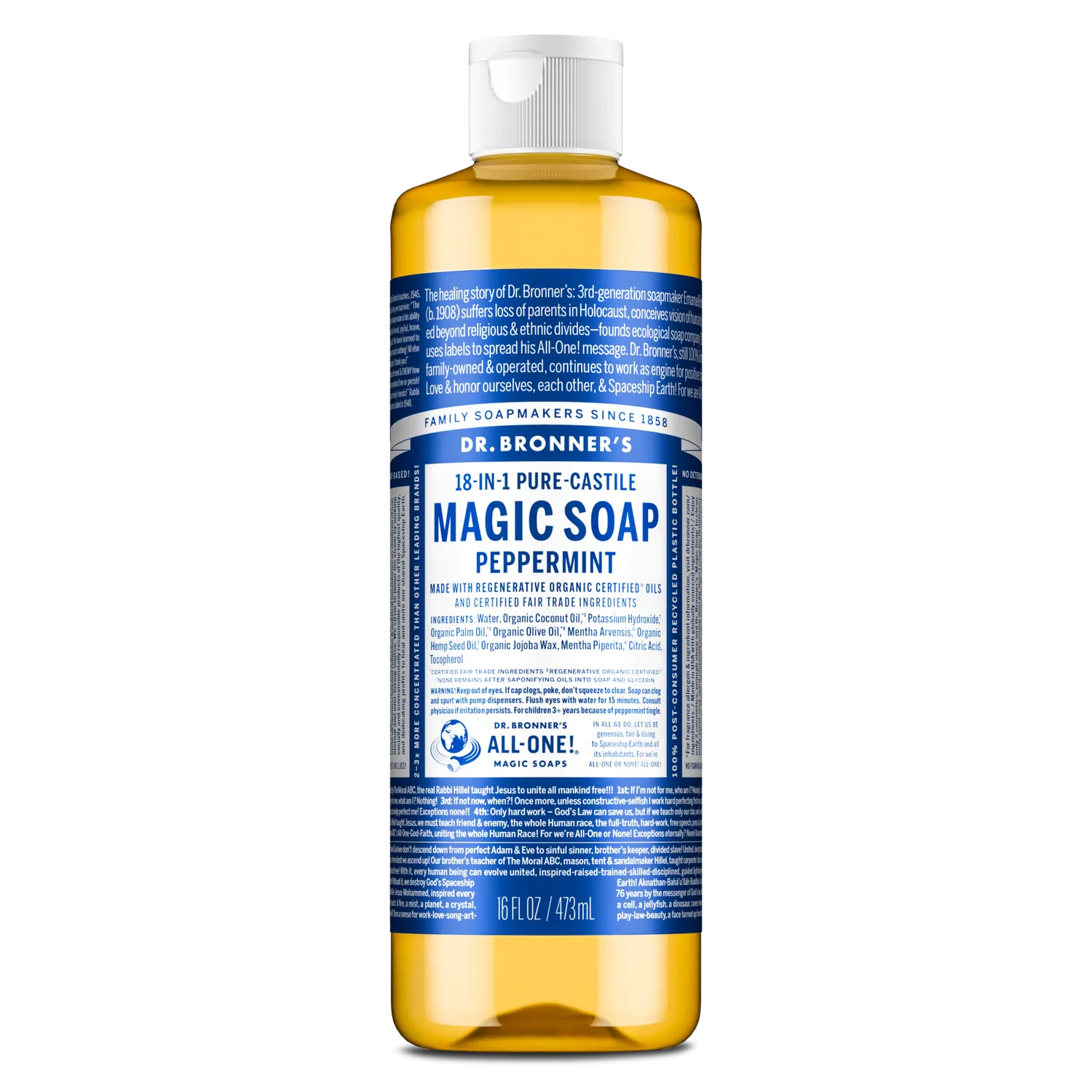 Dr. Bronner's Peppermint flydende sæbe kølende
