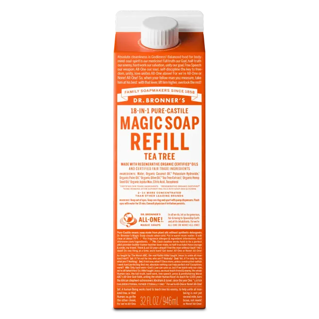 Dr. Bronner's Pure-Castile Magic Soap flydende sæbe 32 oz tea tree