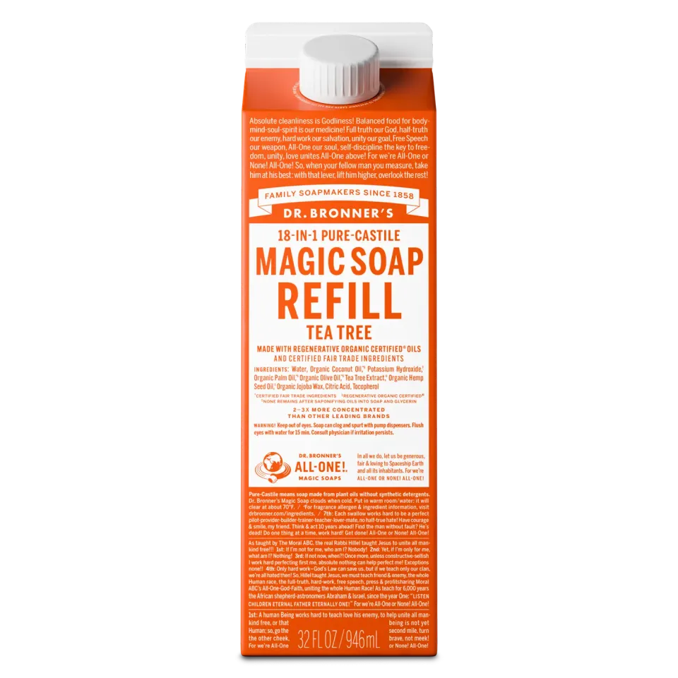 Dr. Bronner's Pure-Castile Magic Soap flydende sæbe 32 oz tea tree