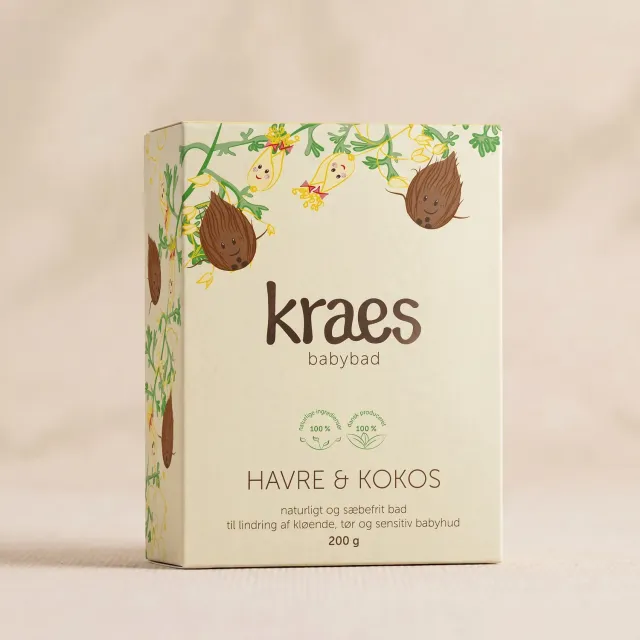 KRAES Havre & Kokos babybad 200 g til tør hud