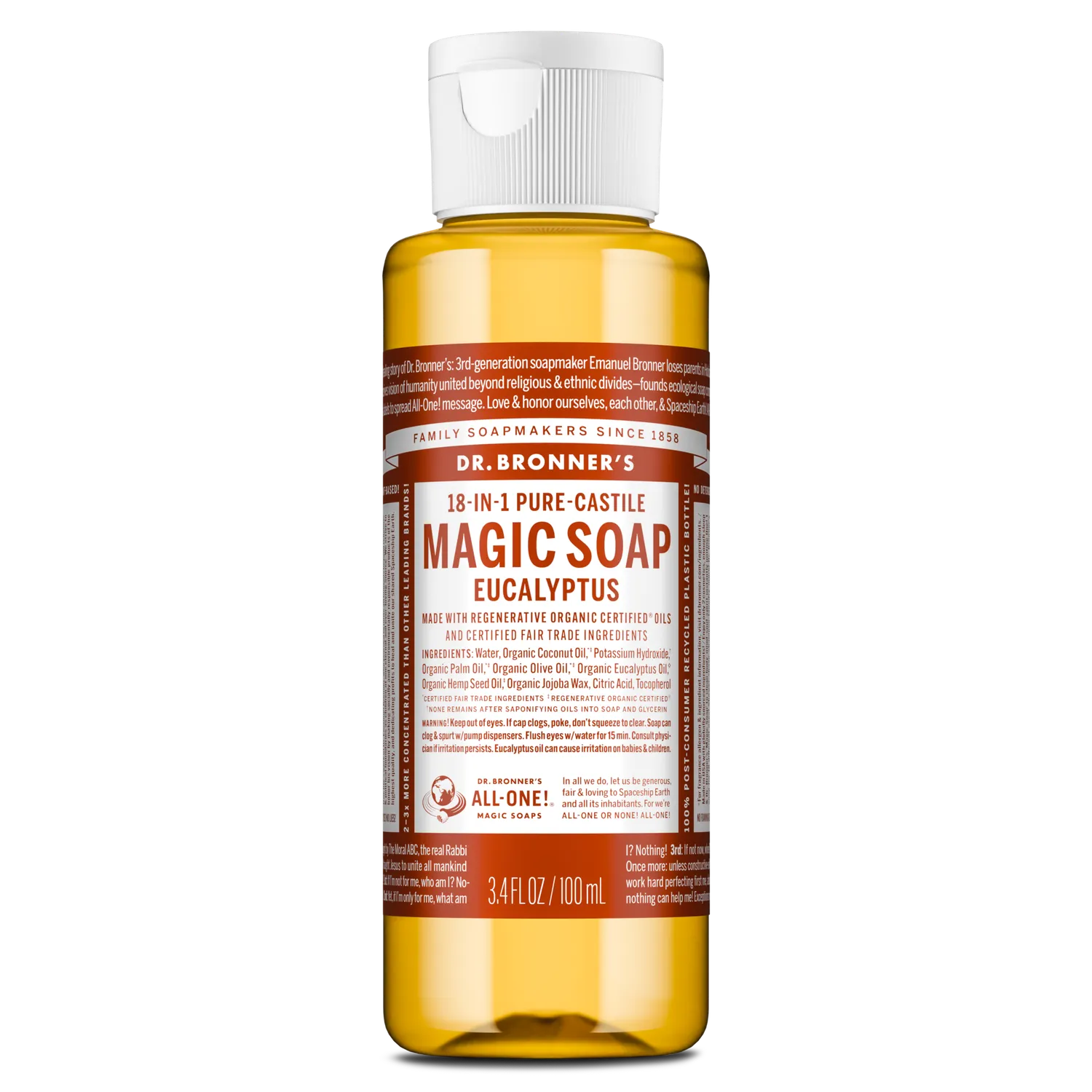 Dr. Bronner's Eucalyptus Pure-Castile flydende sæbe 237 ml frisk