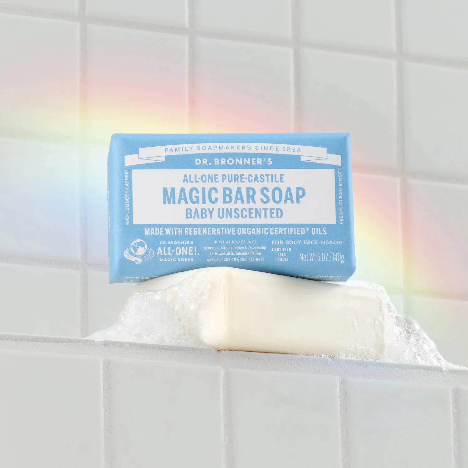 Dr. Bronner's Baby Unscented sæbebar 140 g uden duft
