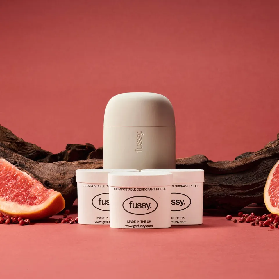 Fussy Homebody deodorant startsæt Stone Grey + 3 refills