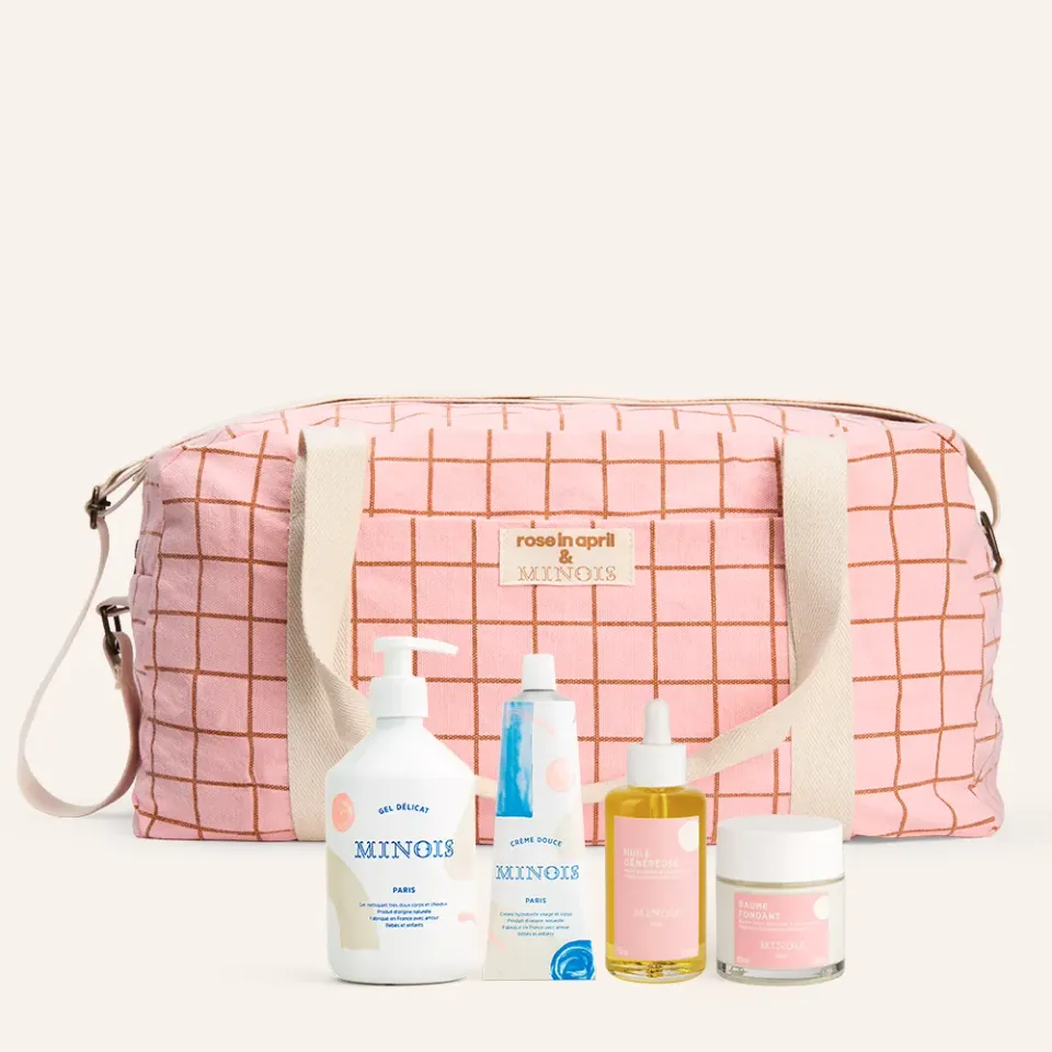 Minois Paris Mama Bag pusletaske sæt 4 dele lyserød