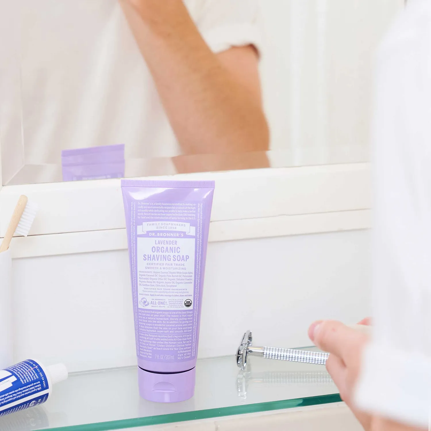 Dr. Bronner's Shaving Soap barbersæbe 7 oz lavendel økologisk
