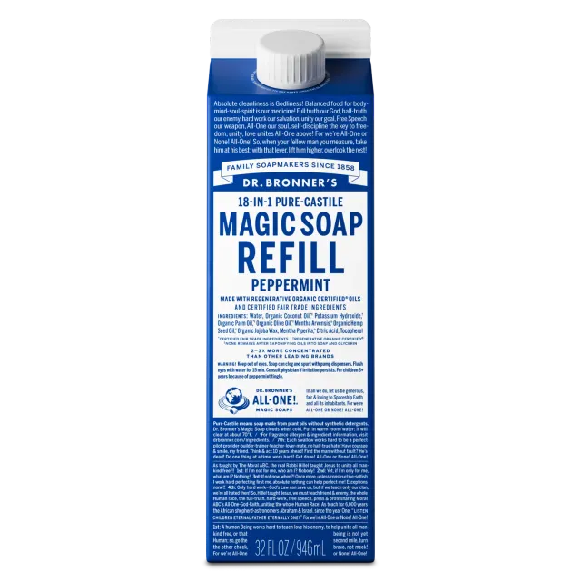 Dr. Bronner's Peppermint flydende sæbe refill 32 oz