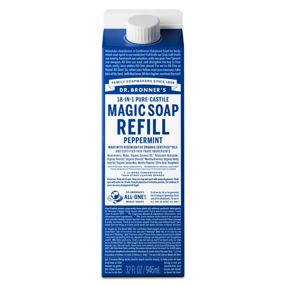 Dr. Bronner's Peppermint flydende sæbe refill 32 oz