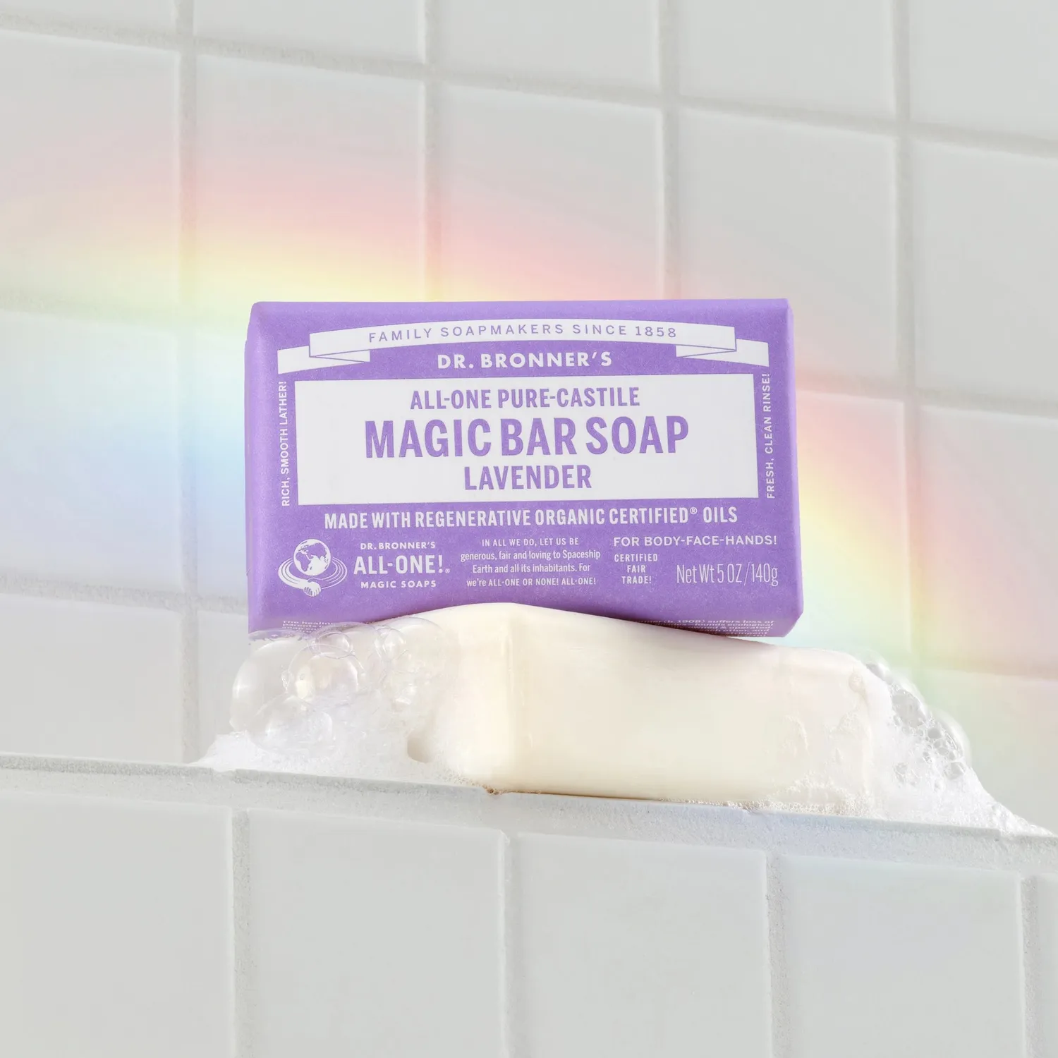 Dr. Bronner's Lavender sæbebar 140 g mild lavendelduft