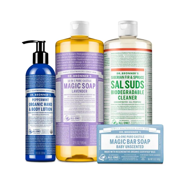 Dr. Bronner's Everyday Essentials Kit gavesæt 4 dele lavendel