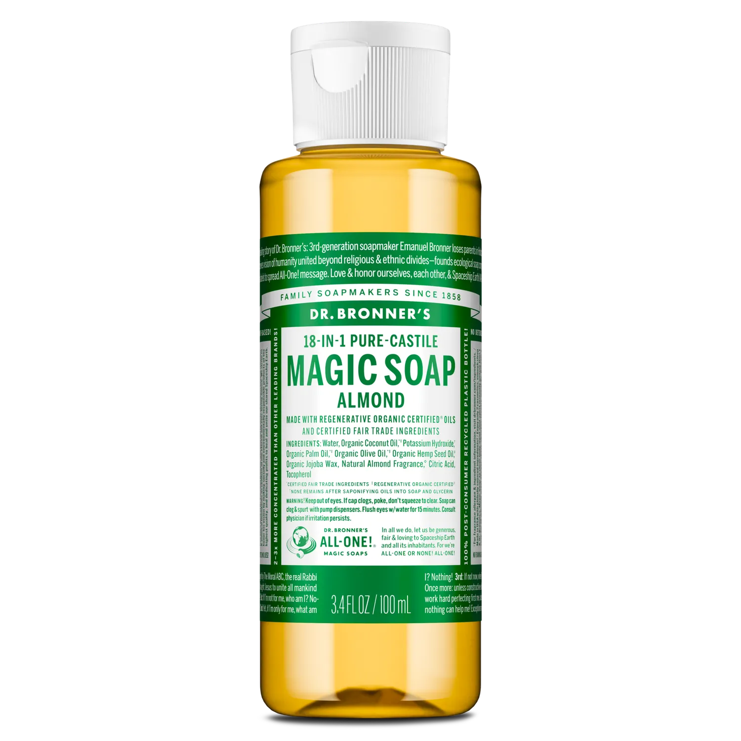 Dr. Bronner's Pure-Castile Almond flydende sæbe 32 oz sød