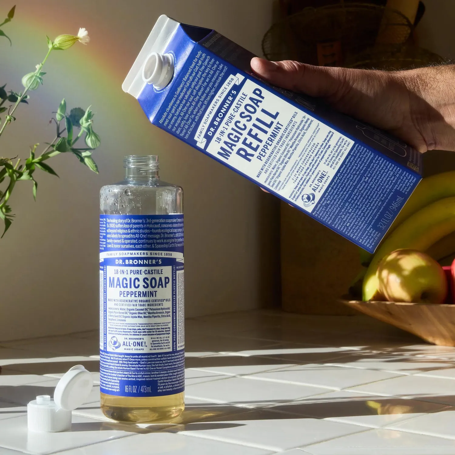 Dr. Bronner's Peppermint flydende sæbe refill 32 oz