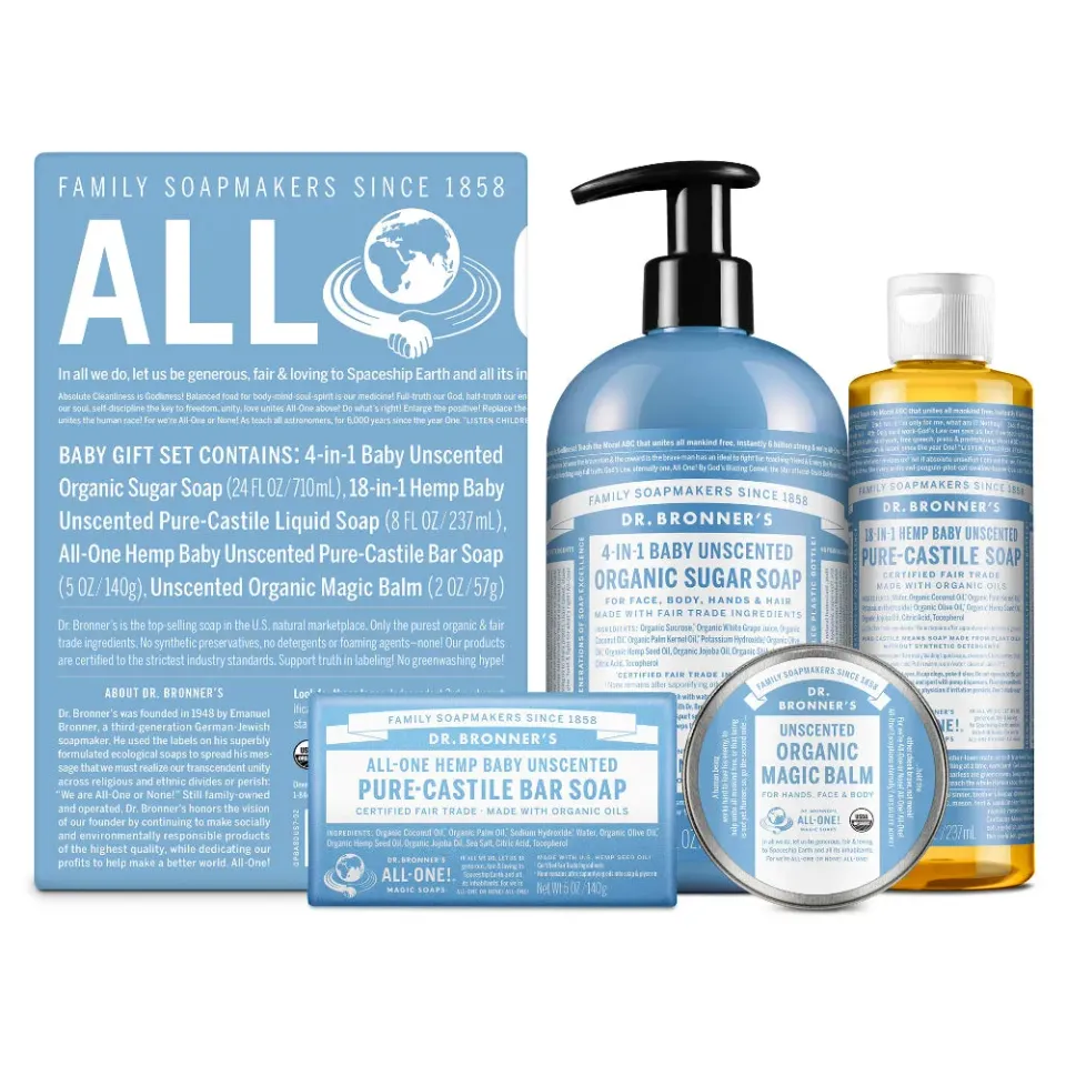 Dr. Bronner's Baby Unscented gavesæt pleje uden duft