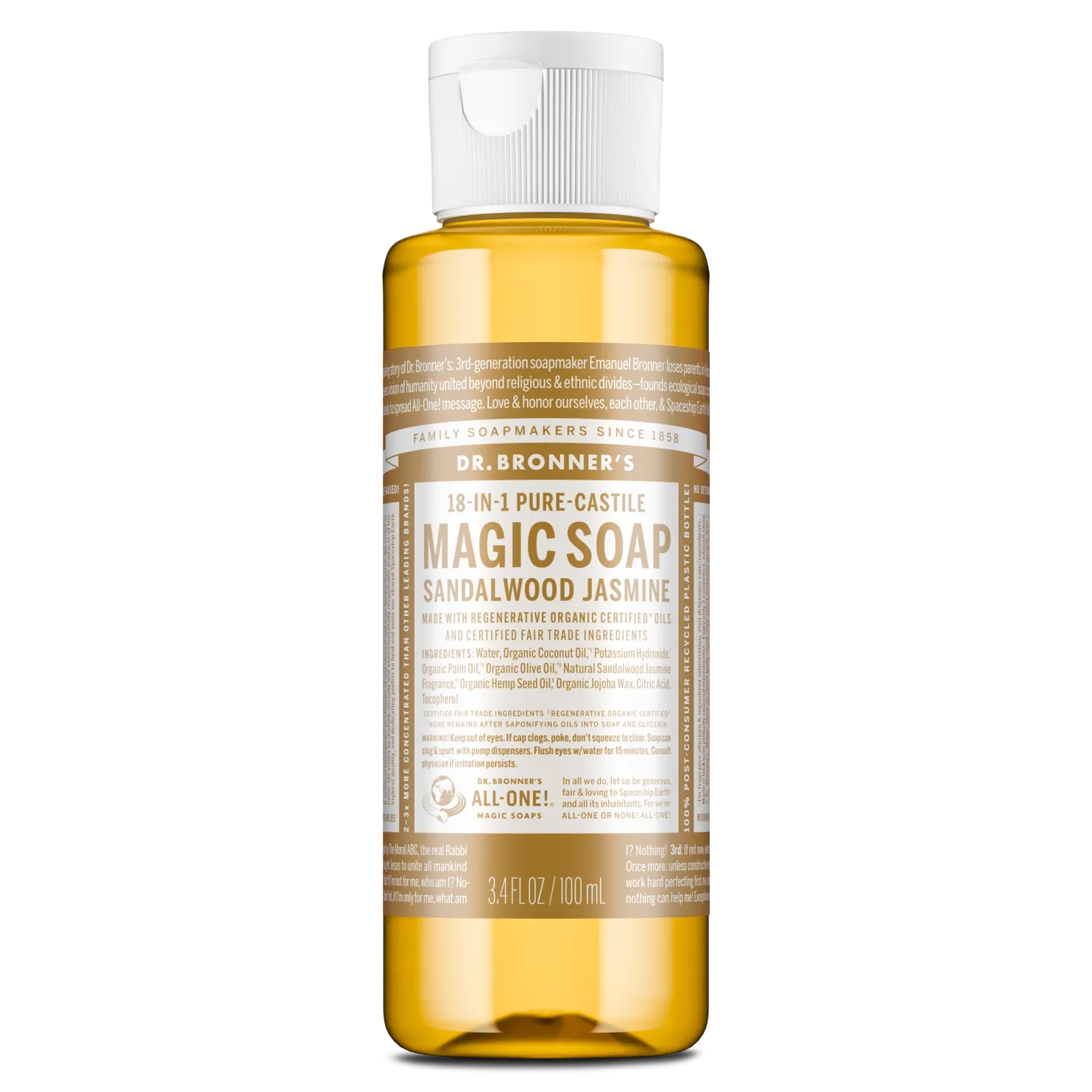 Dr. Bronner's Pure-Castile Sandalwood Jasmine flydende sæbe 2 oz