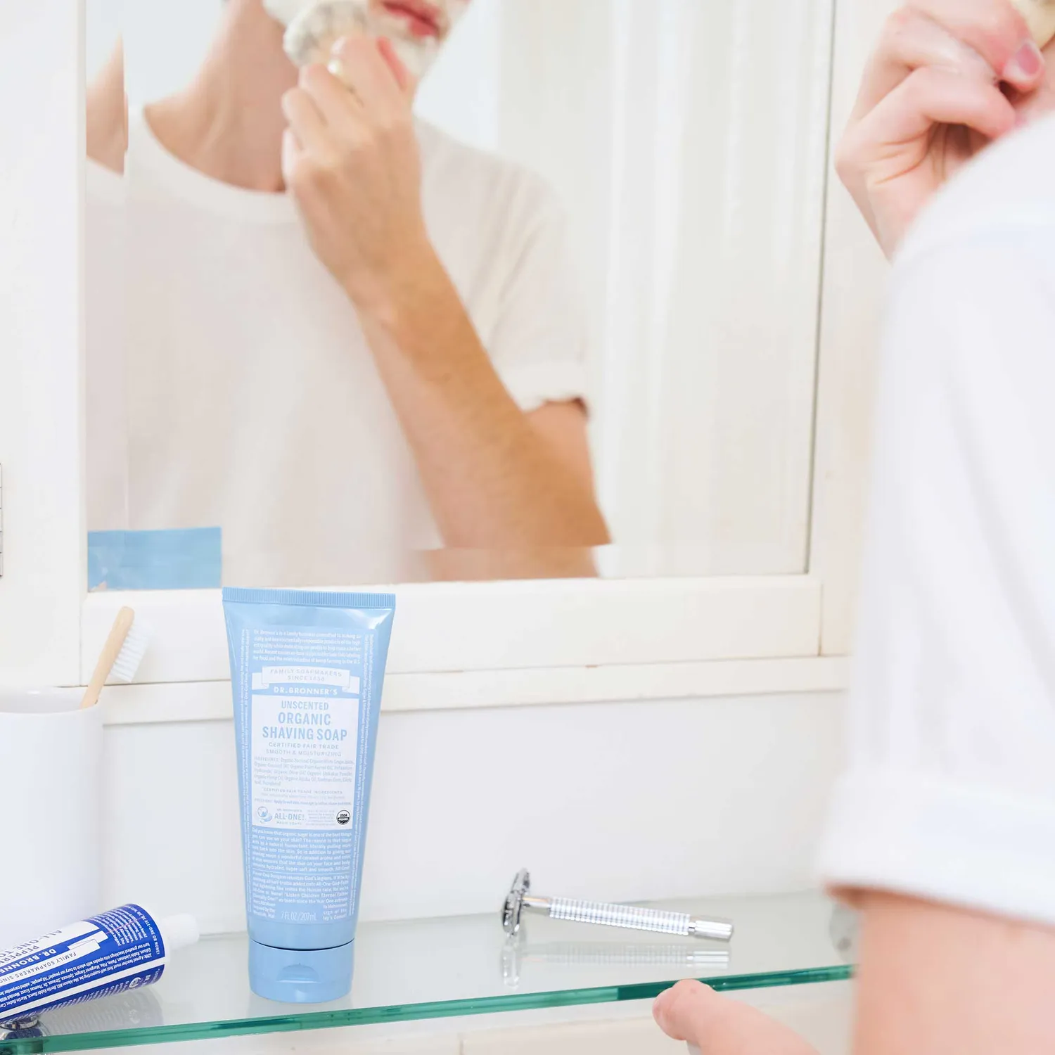 Dr. Bronner's Organic Shaving Unscented barbersæbe 7 oz uparfumeret