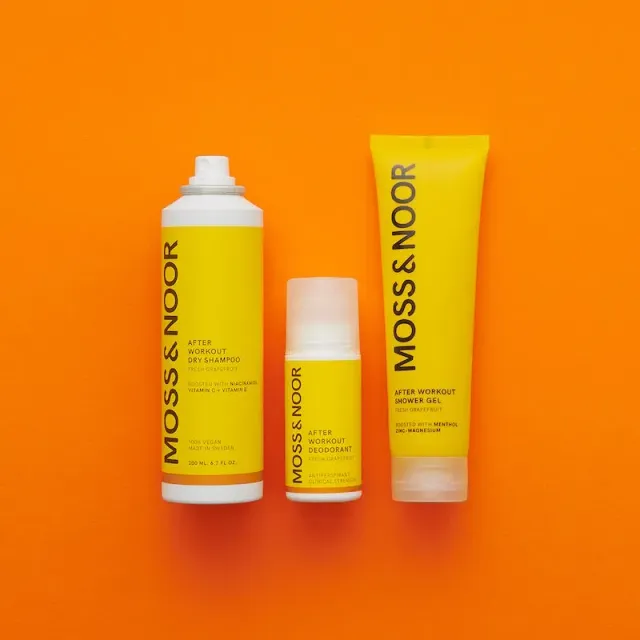 Moss Noor After Workout sæt tørshampoo deo shower gel grapefruit