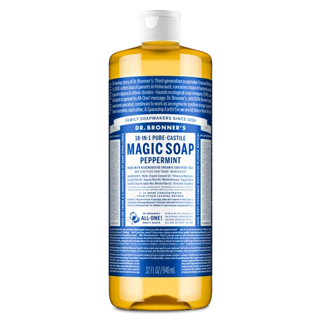 Dr. Bronner's Peppermint flydende sæbe kølende