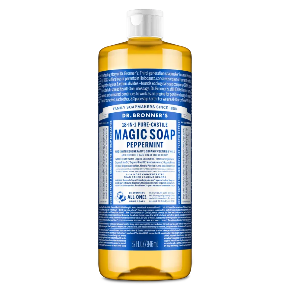 Dr. Bronner's Peppermint flydende sæbe kølende