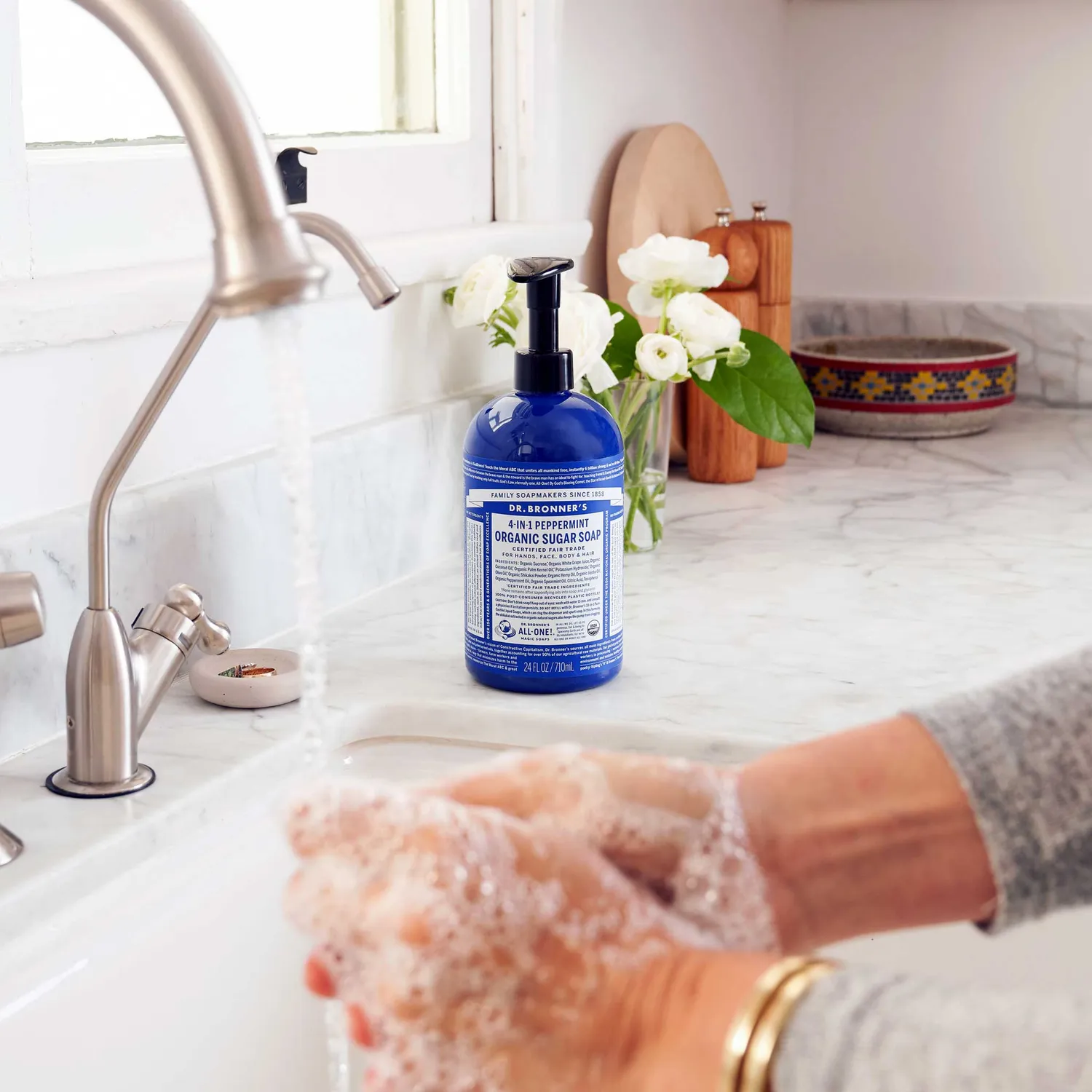 Dr. Bronner's Organic Sugar Peppermint flydende sæbe 12 oz