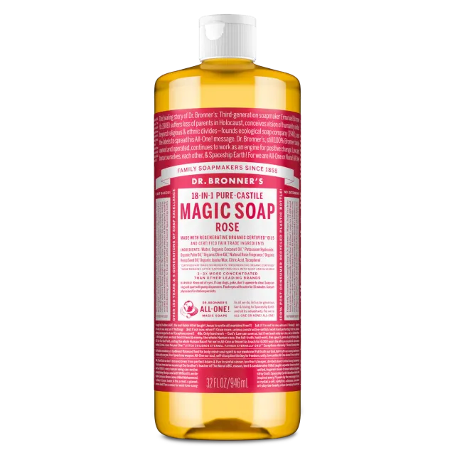 Dr. Bronner's Rose Pure-Castile flydende sæbe 32 oz