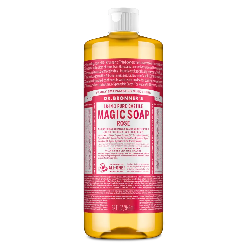 Dr. Bronner's Rose Pure-Castile flydende sæbe 32 oz